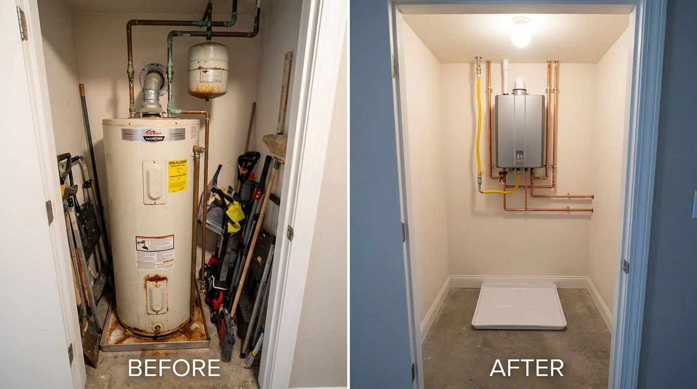 Tank water heater versus wall-mounted tankless unit comparison for Union, OR homeowners